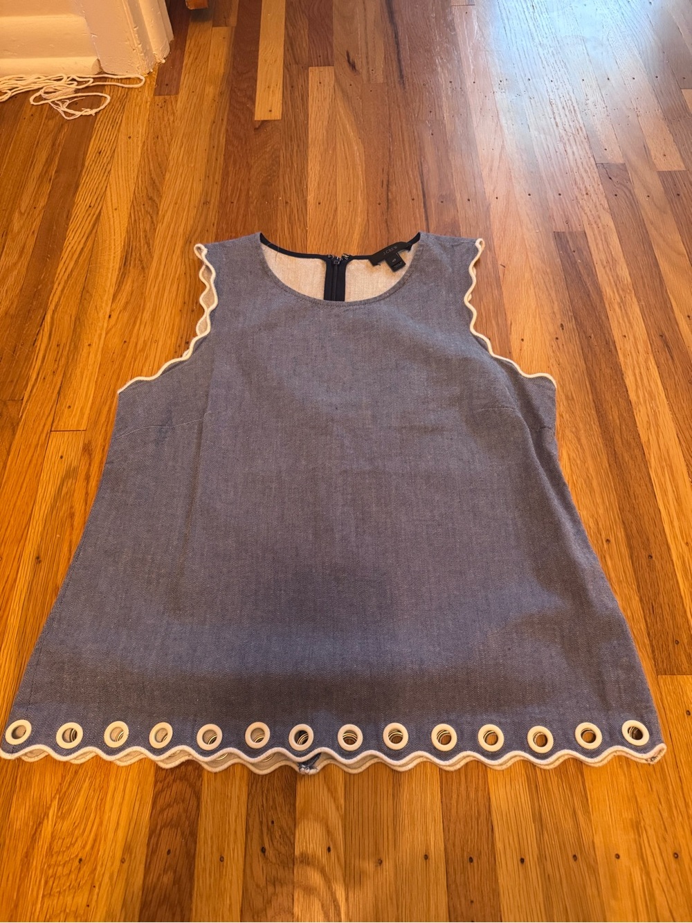 J.Crew Chambray Sleeveless Blue Scallop Trim Tank Top